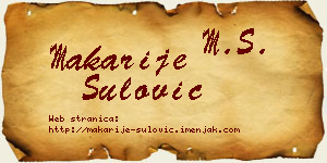 Makarije Šulović vizit kartica